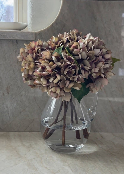 Dried Look Faux Hydrangea in Vintage Taupe - 13.75"