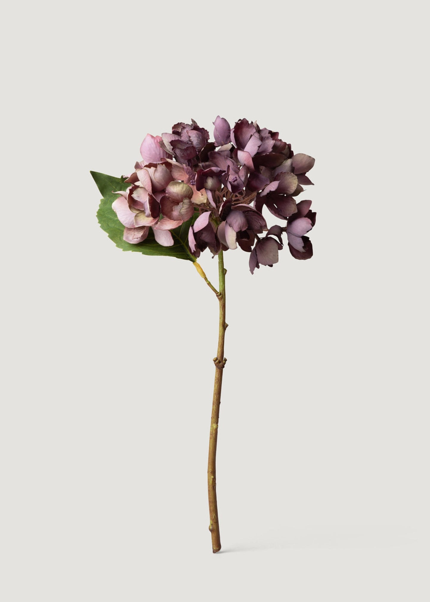 Vintage Plum Dried Look Faux Hydrangea Flower - 13.75"