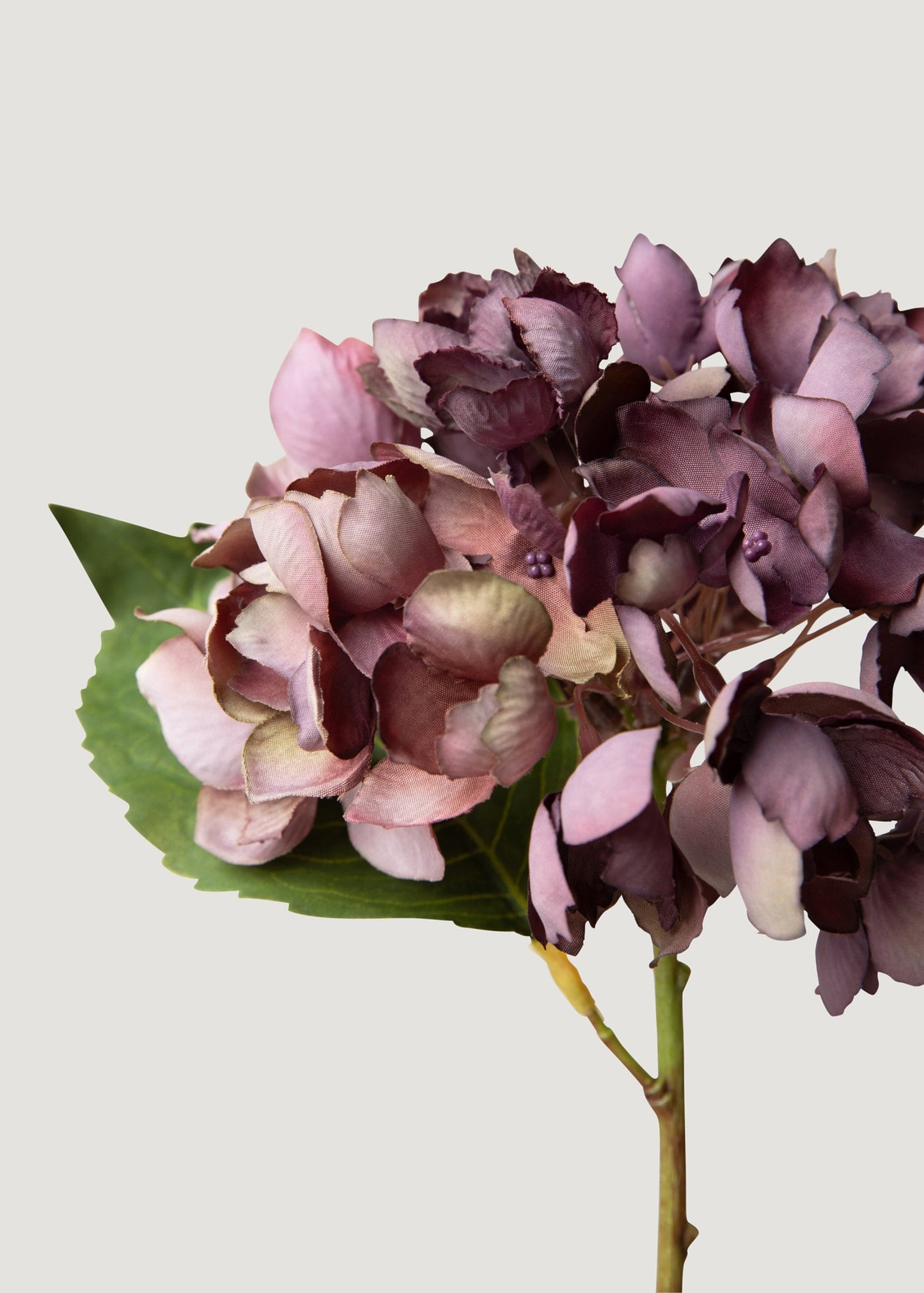 Vintage Plum Dried Look Faux Hydrangea Flower - 13.75"