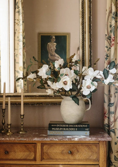 Cream Magnolia Fake Flower Branch - 35"