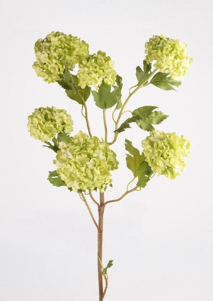 Faux Flowers Snowball Flower Stem in Green - 43.5"