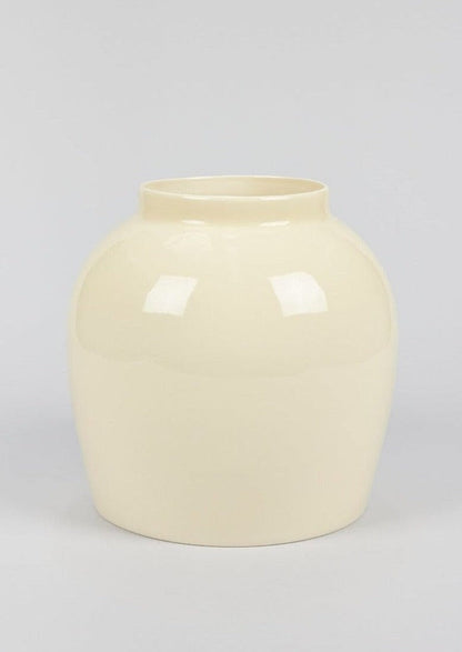 Afloral Large Tabletop Cream Glossy Ceramic Vase - 10.5"