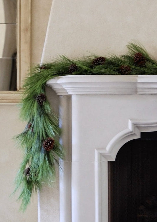 Deluxe Full Long Pine Needle and Pinecone Christmas Garland - 72"