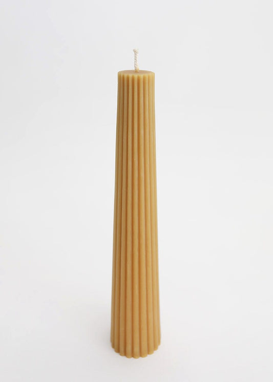 Natural Beeswax Fluted Pillar Candle - 13.5"