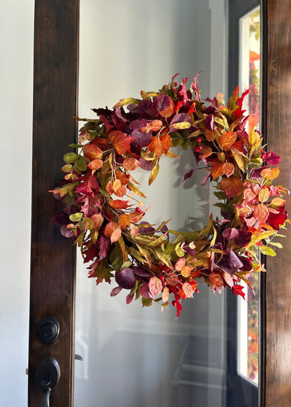 Faux Eucalyptus Fall Wreath in Mixed Autumn - 27.5"