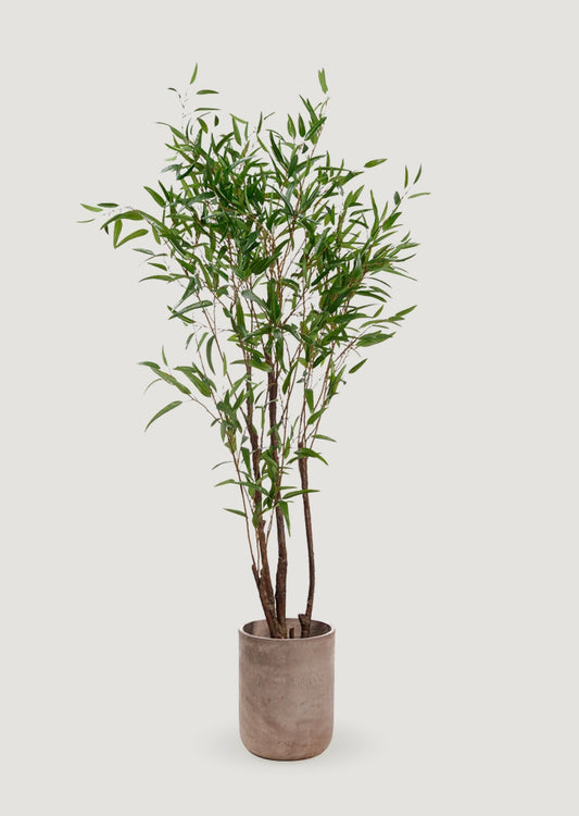 Deluxe Tall Fake Bamboo Tree Potted Plant in Cement Pot - 8'