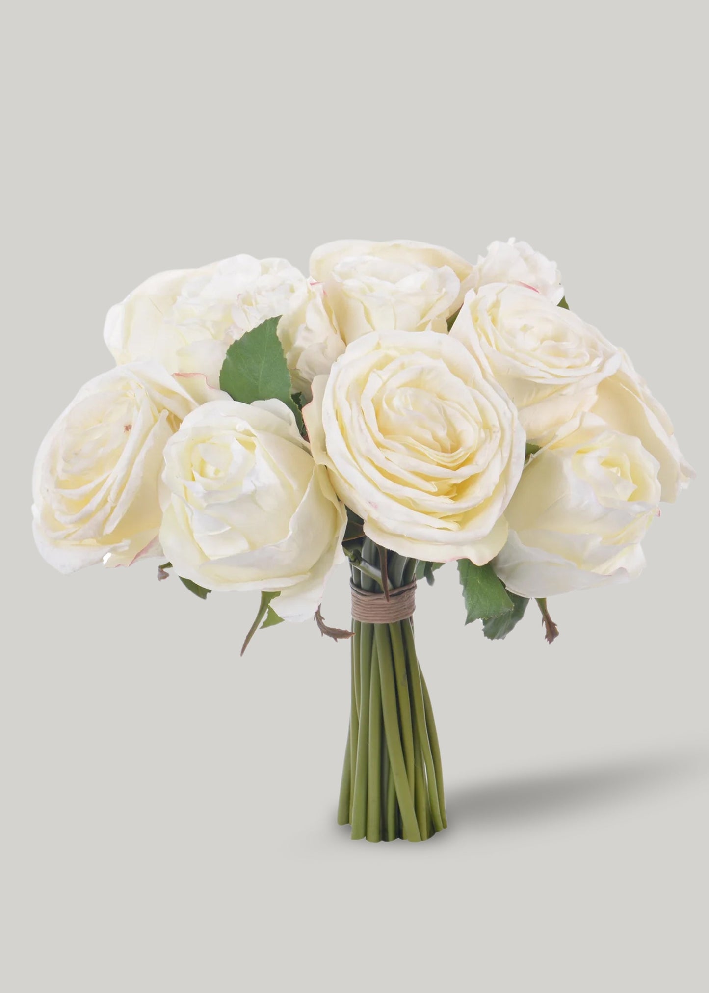 Faux-Ever Rose Bouquet in Cream White - 12"