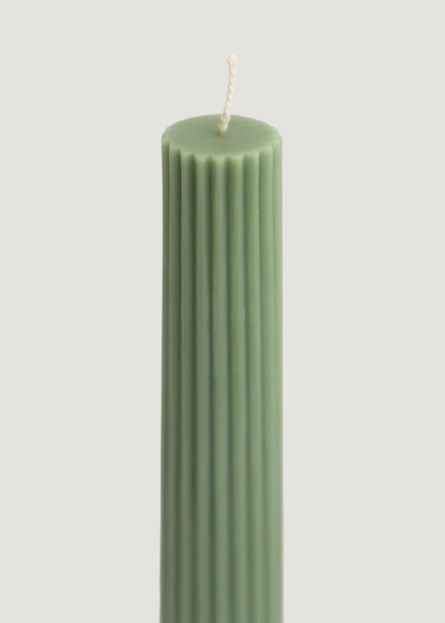 Natural Beeswax Fluted Pillar Candle in Sage - 13.5"