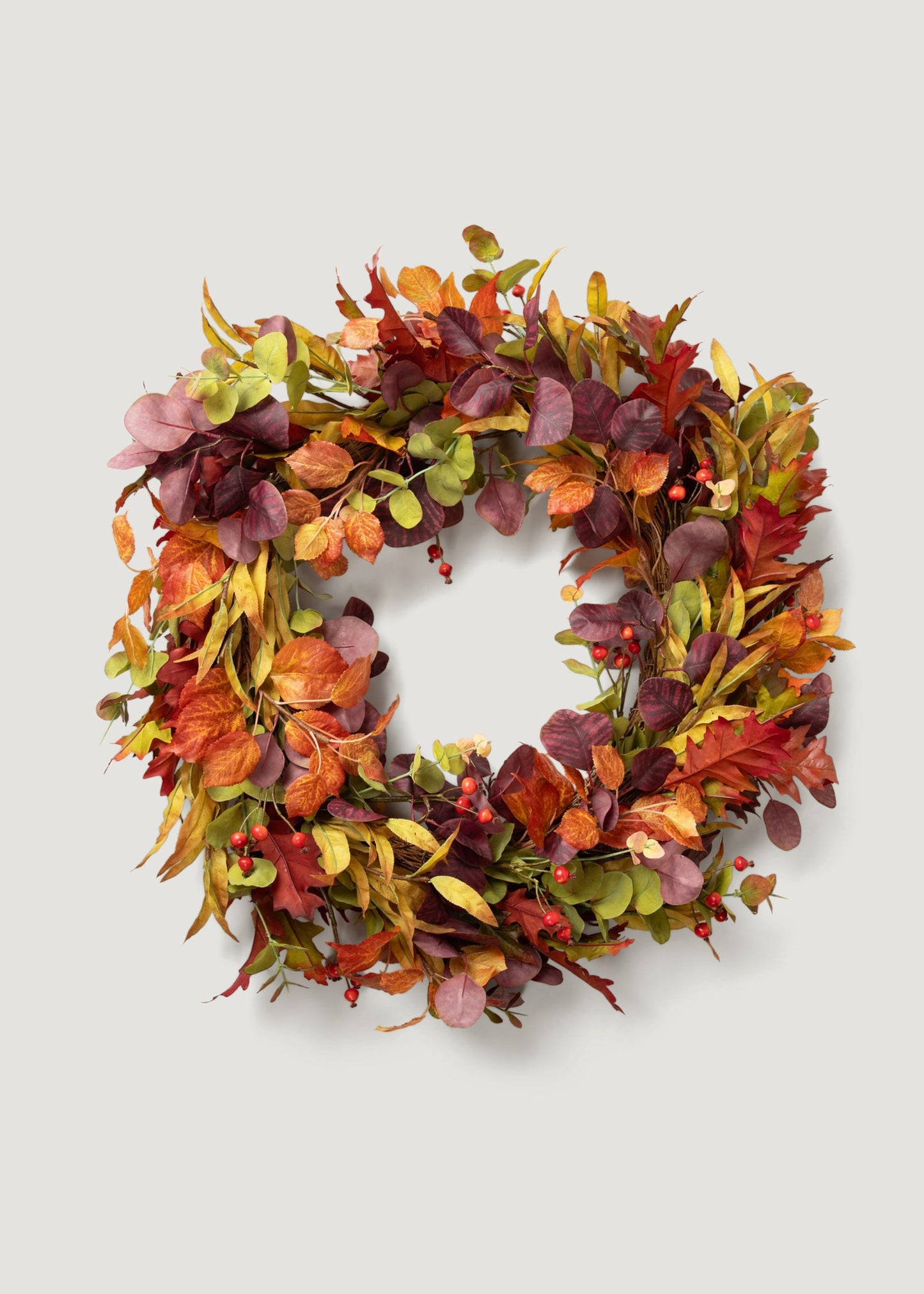 Faux Eucalyptus Fall Wreath in Mixed Autumn - 27.5"