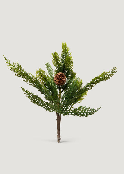 Artificial Winter Pine Evergreen Pick - 12"