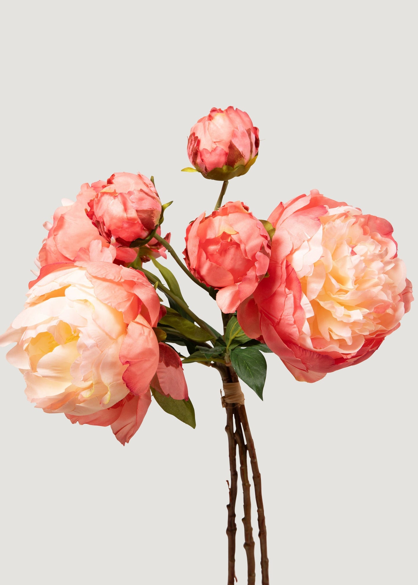 Coral Faux Peony Flower Bundle - 21"