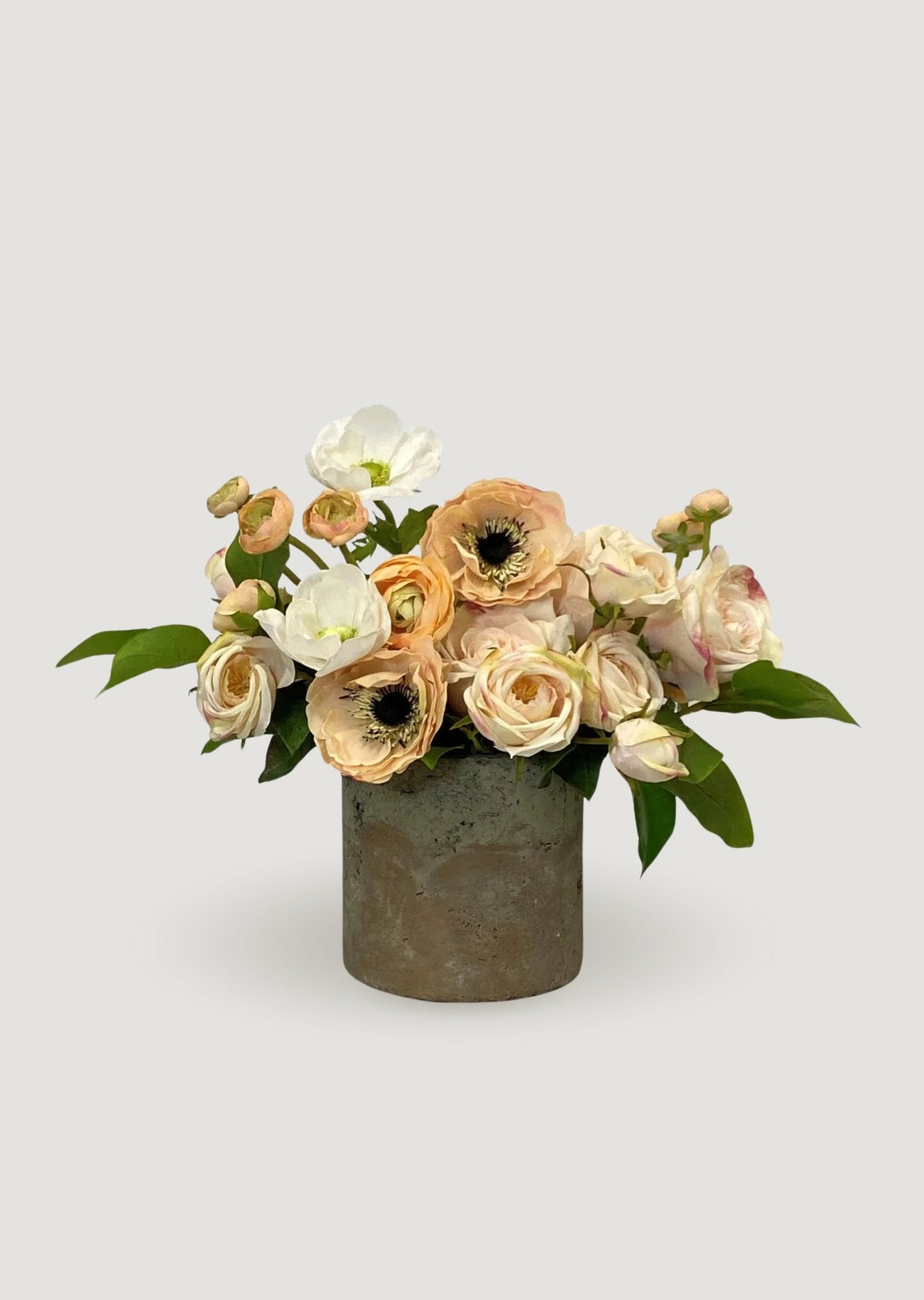 Real Touch Rose and Anemone Potted Flower Arrangement - 12"