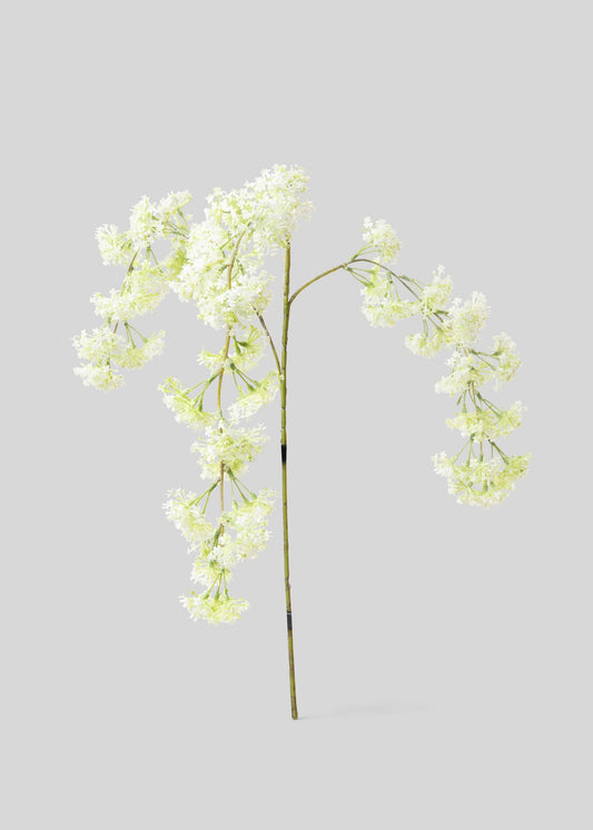 Faux Laurel Hanging Flower Branch in White - 30"