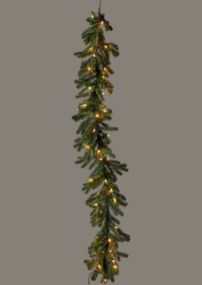 SALE - Artificial Christmas Spruce Garland with LED Lights - 72"