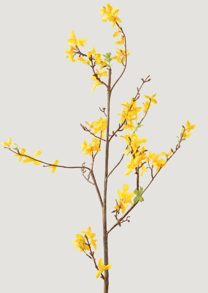 Faux Forsythia Branch in Yellow Gold - 52"