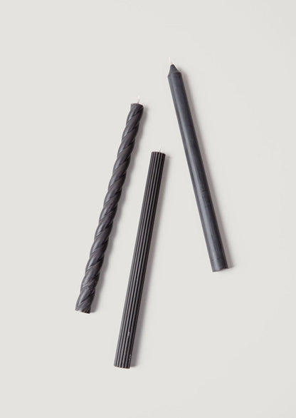 Pack of 3 Taper Candles in Black - 11"