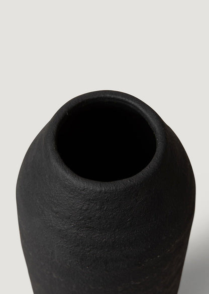 Tall Ceramic Branch Vase in Matte Black Glaze - 18.5"