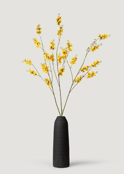 Tall Ceramic Branch Vase in Matte Black Glaze - 18.5"