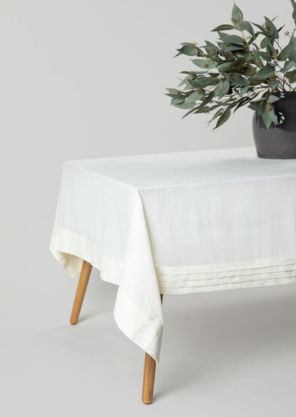 Malaika Linen Heirloom Tablecloth in Ecru - 59" x 118"