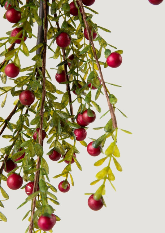 Faux Red Cranberry and Leaf Christmas Garland - 48"