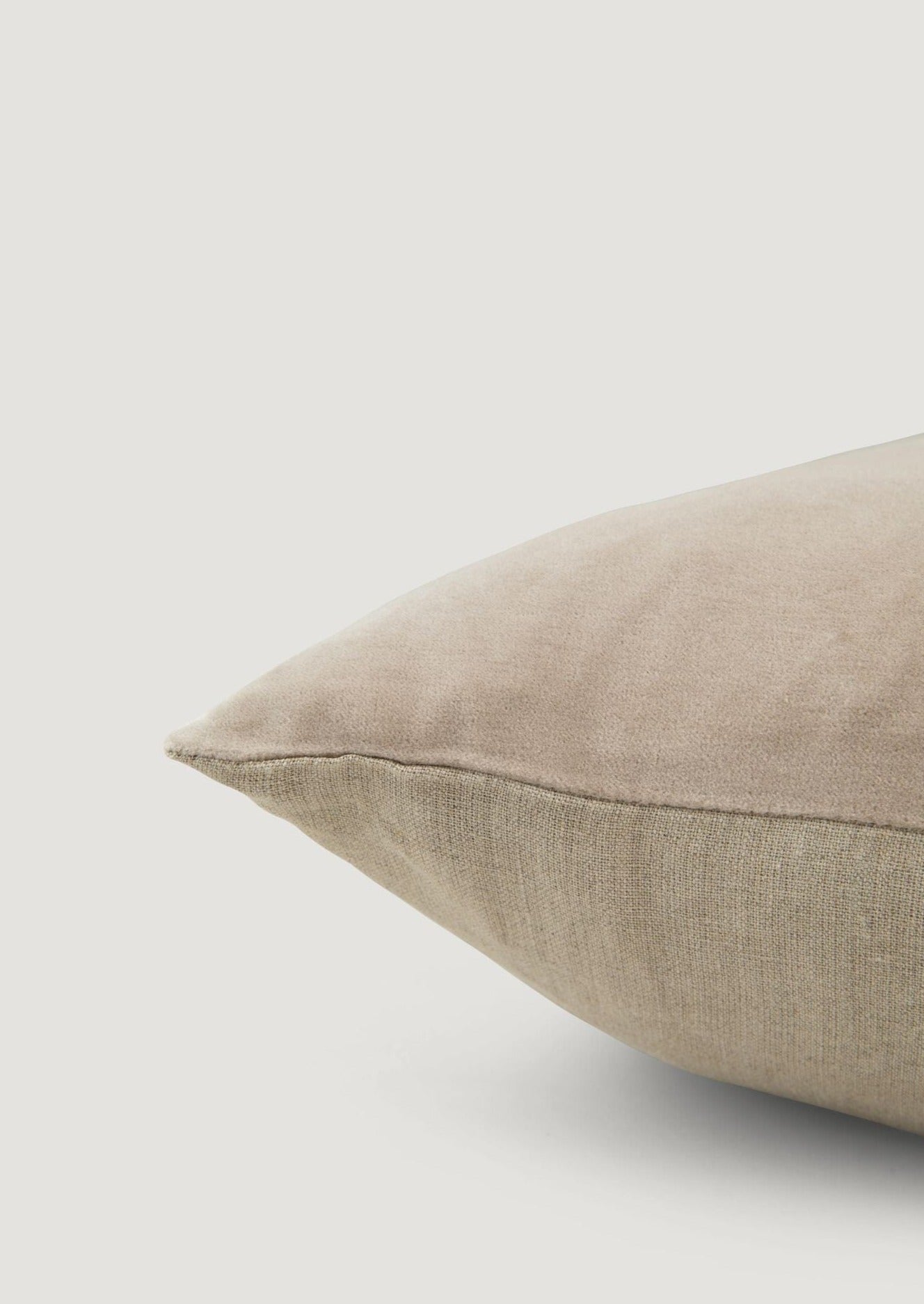 Light Grey Linen and Velvet Square Pillow Cushion