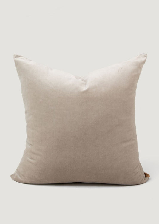 Light Grey Linen and Velvet Square Pillow Cushion