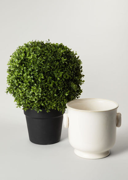 UV Treated Indoor/Covered Outdoor Faux Boxwood Topiary Plant in Pot - 22"