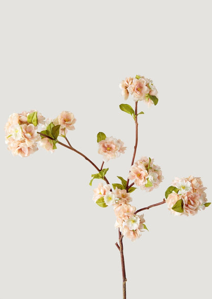 Cream Linen Faux Peach Blossom Branch - 41"