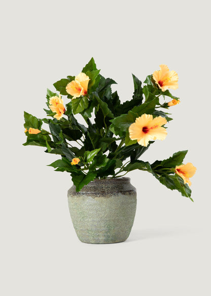 Orange Faux Tropical Hibiscus Flower Bush - 18"