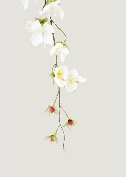 Faux Blooming Peach Blossom Branch in White - 41"