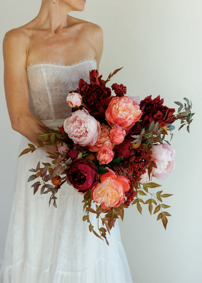 Pink Peony Faux Flower Bundle of Peonies - 21"