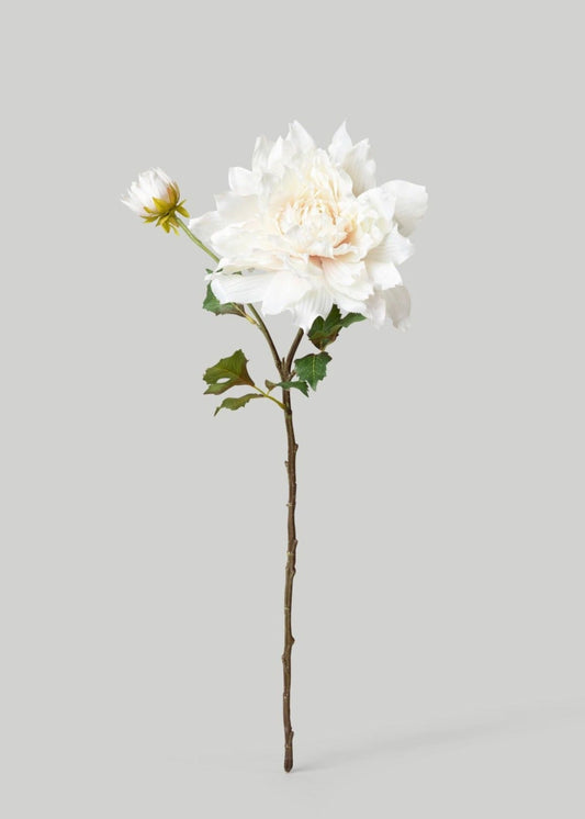 Cream White Artificial Dahlia Flower - 21.5"